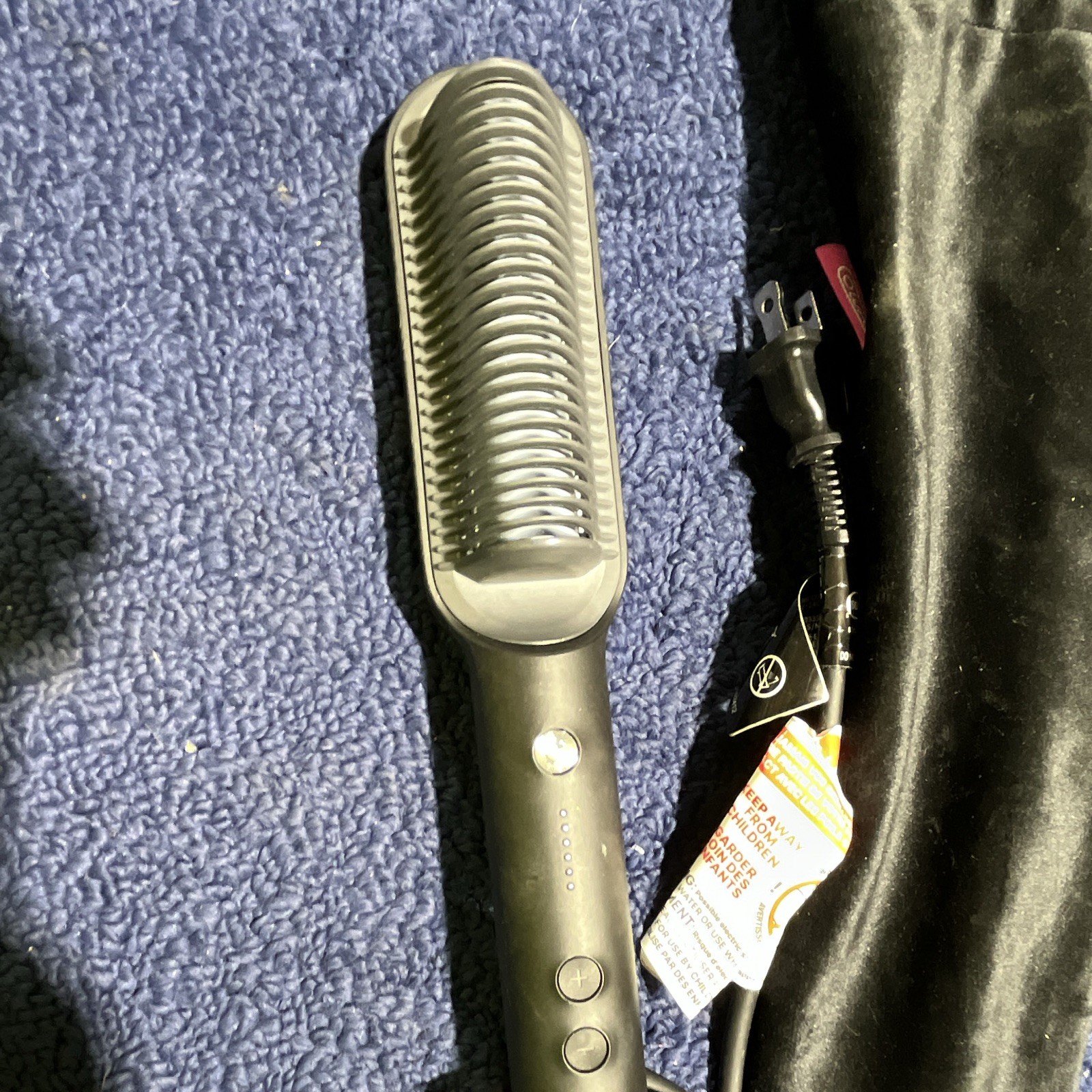TYMO Electric Hair Straightening Brush Comb, Black/Pink, Travel Pouch