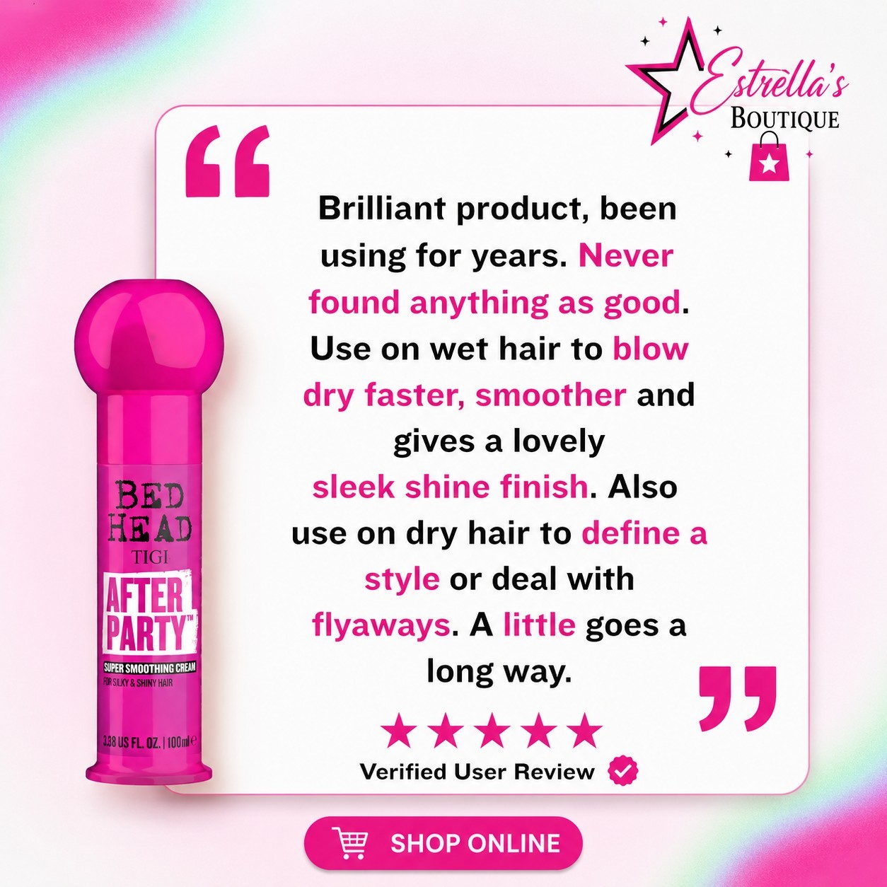 TIGI Bed Head After Party Smoothing Cream Anti-Frizz Shine 3.38 oz [3 Pack]