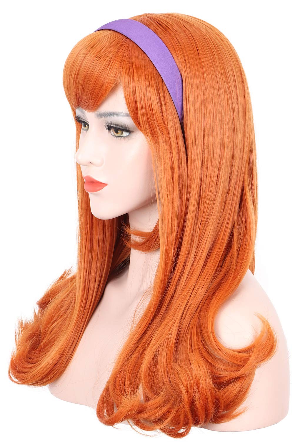 Karlery Adult Women Long Curly Orange Bangs Daphne Wig Halloween Cospl