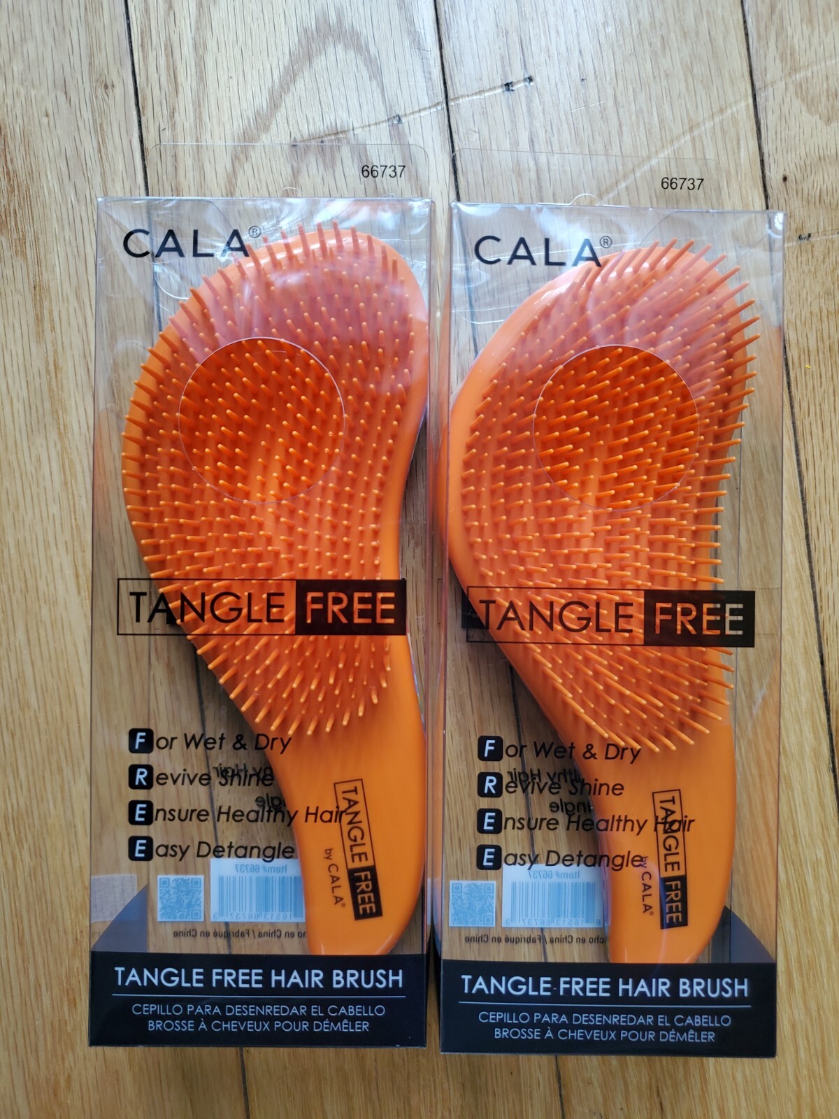 Lot 2 Of Cala Tangle Free Detangler Hair Brush Rainbow Zigzags. China Made.
