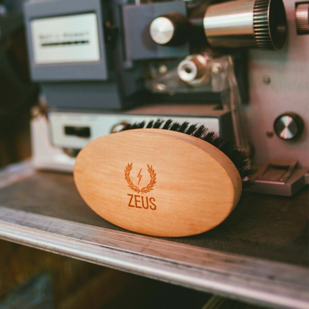 Zeus Oval Military Beard Brush with Bag, 100% Soft Boar Bristle, Germany Q92
