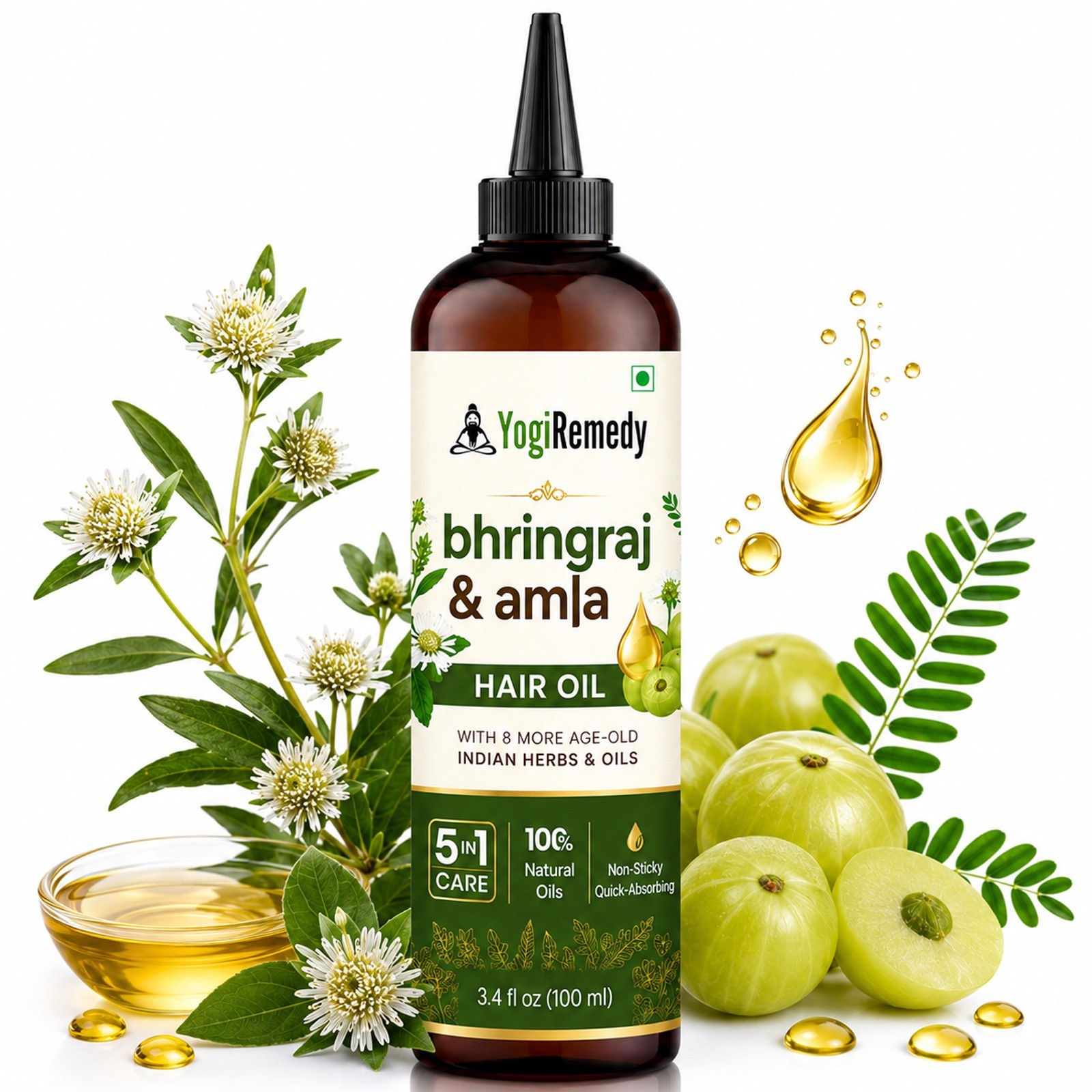 Bhringraj Hair Oil with Amla for Hair Growth, Hair Fall Control Scalp Care 100ml