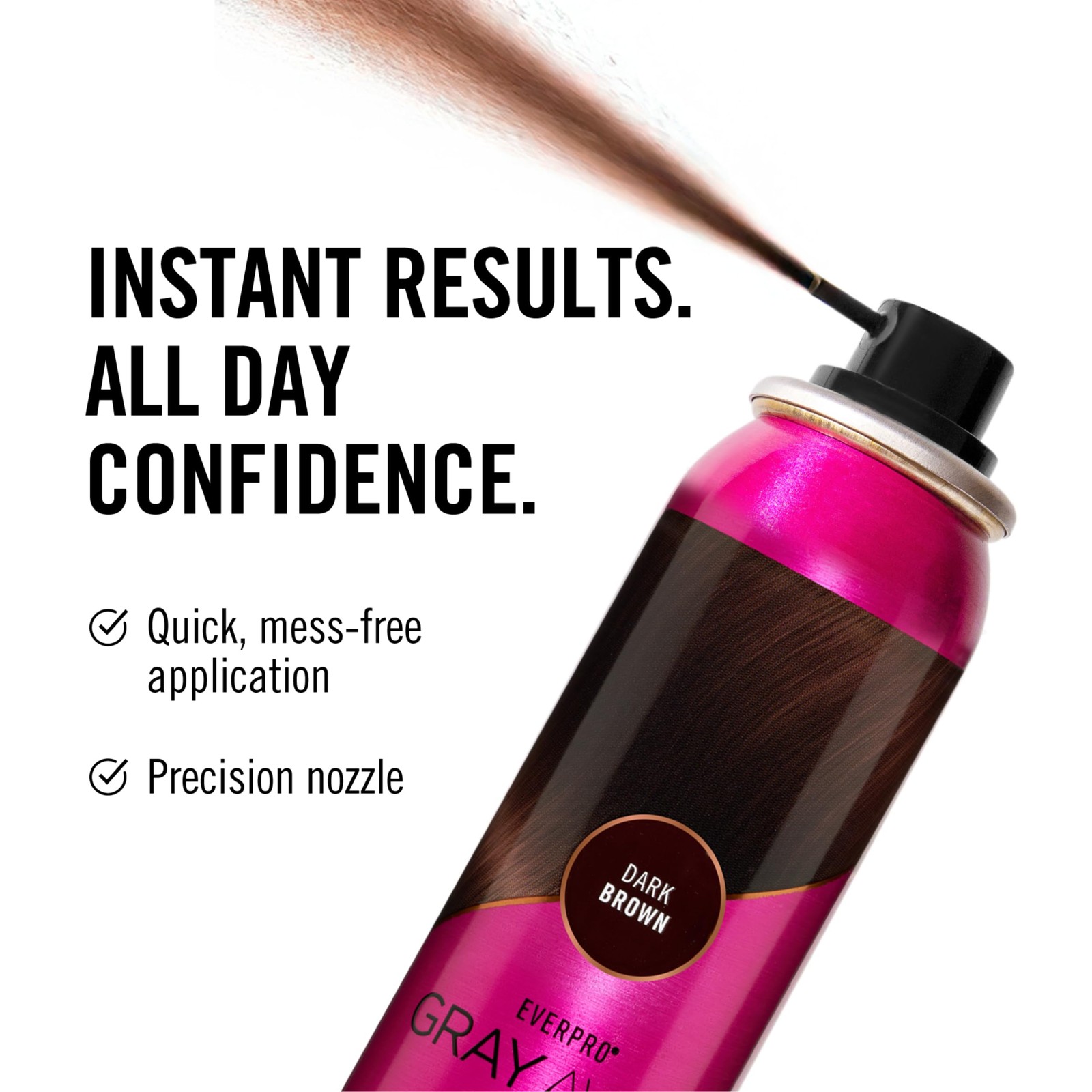 EVERPRO Gray Away Instant Root Cover Up 2.5 Ounce (Pack of 1), Dark Brown