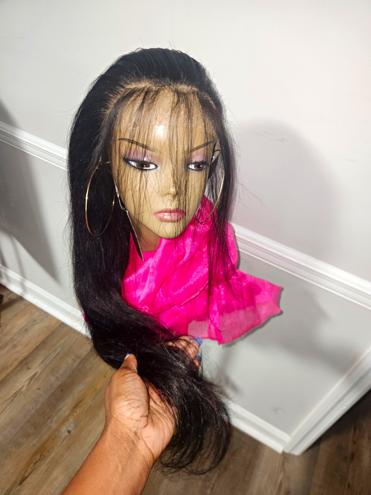 Pre-everything Lace Front Wig Straight Black Long Natural Look Women Adult