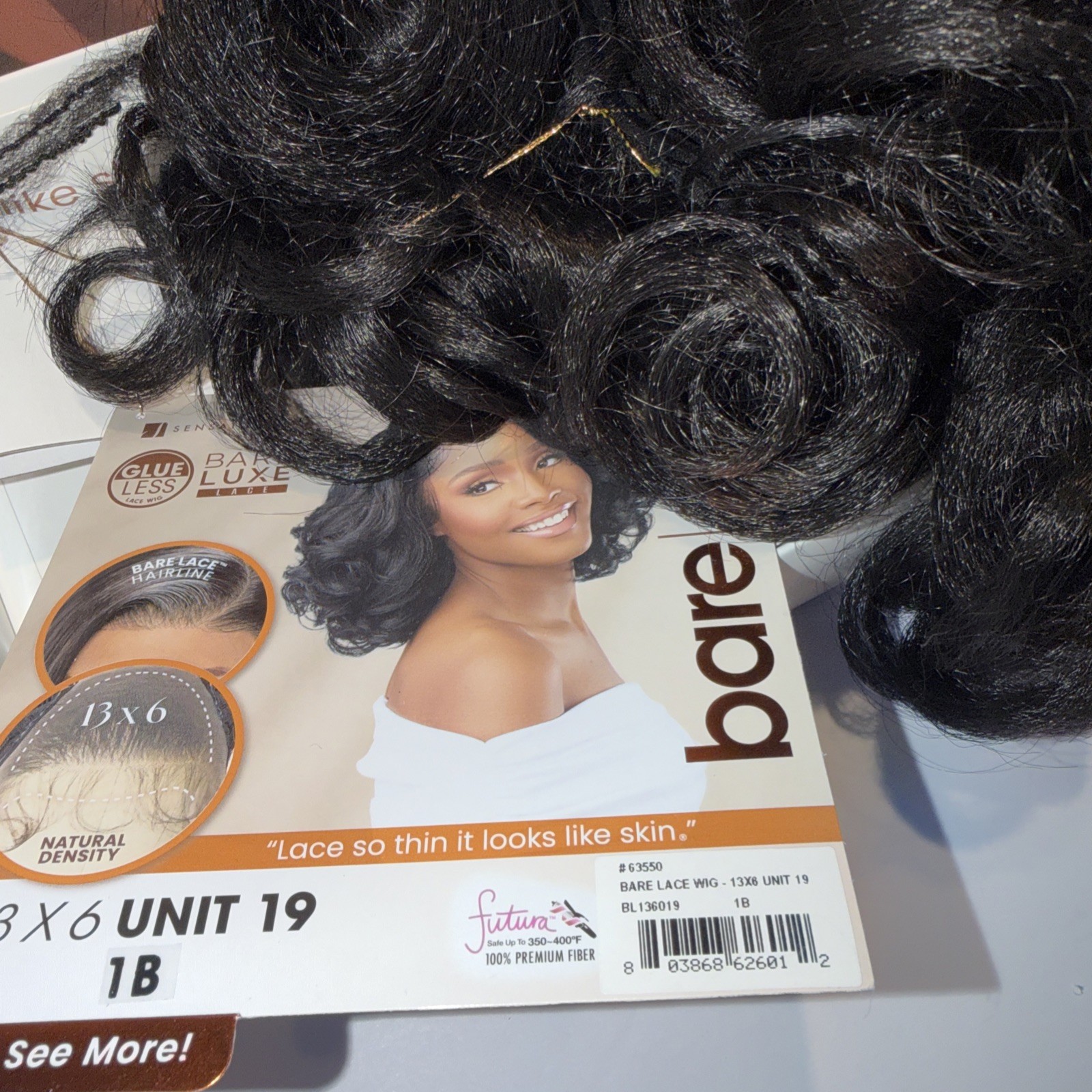 Sensationnel Bare Lace Glueless Lace Wig – 13×6 Unit 19 NIB Color Is 1B
