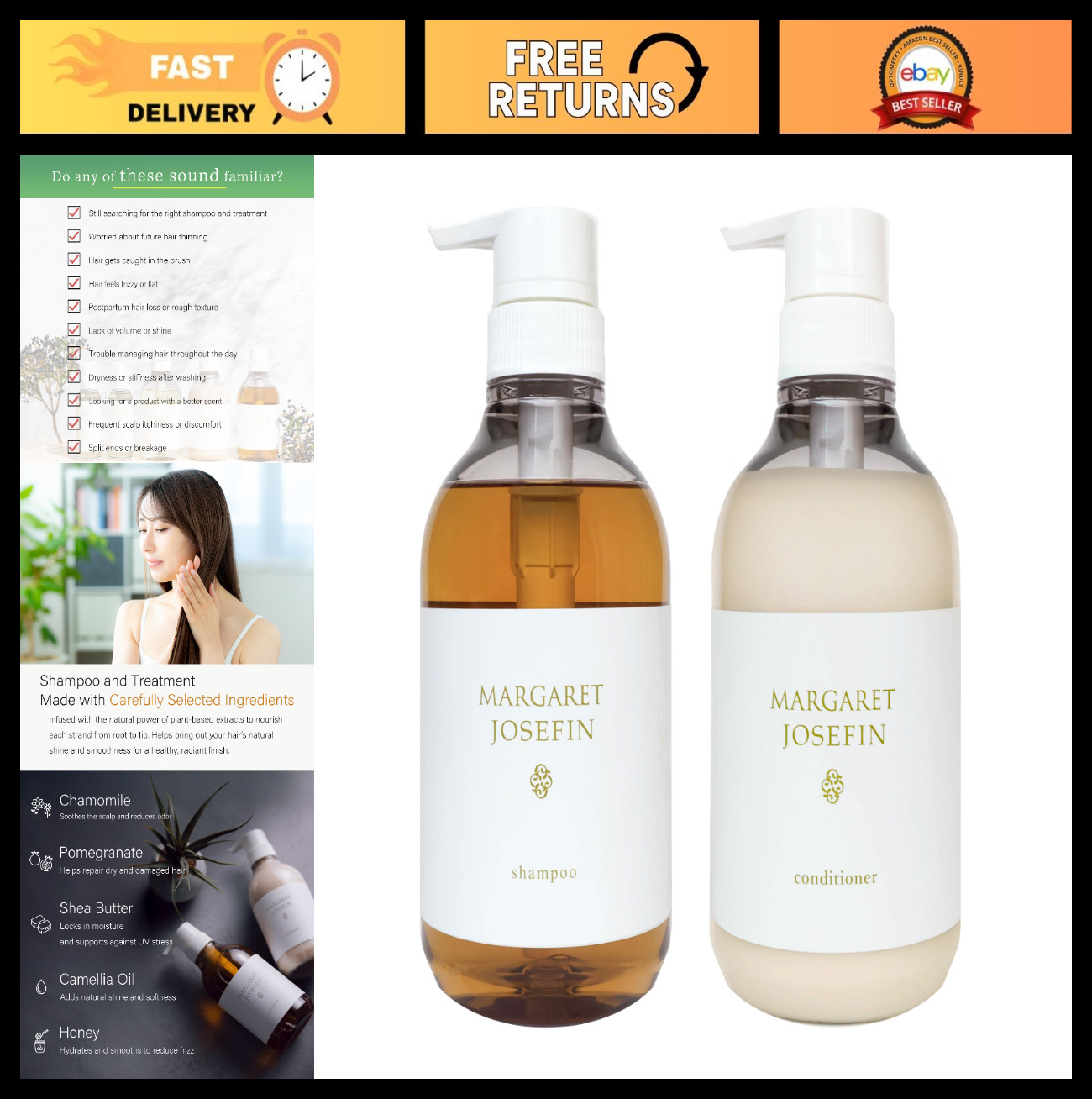 Japanese Hotel Shampoo & Conditioner Set – Salon Quality, Sulfate Free, Green Te