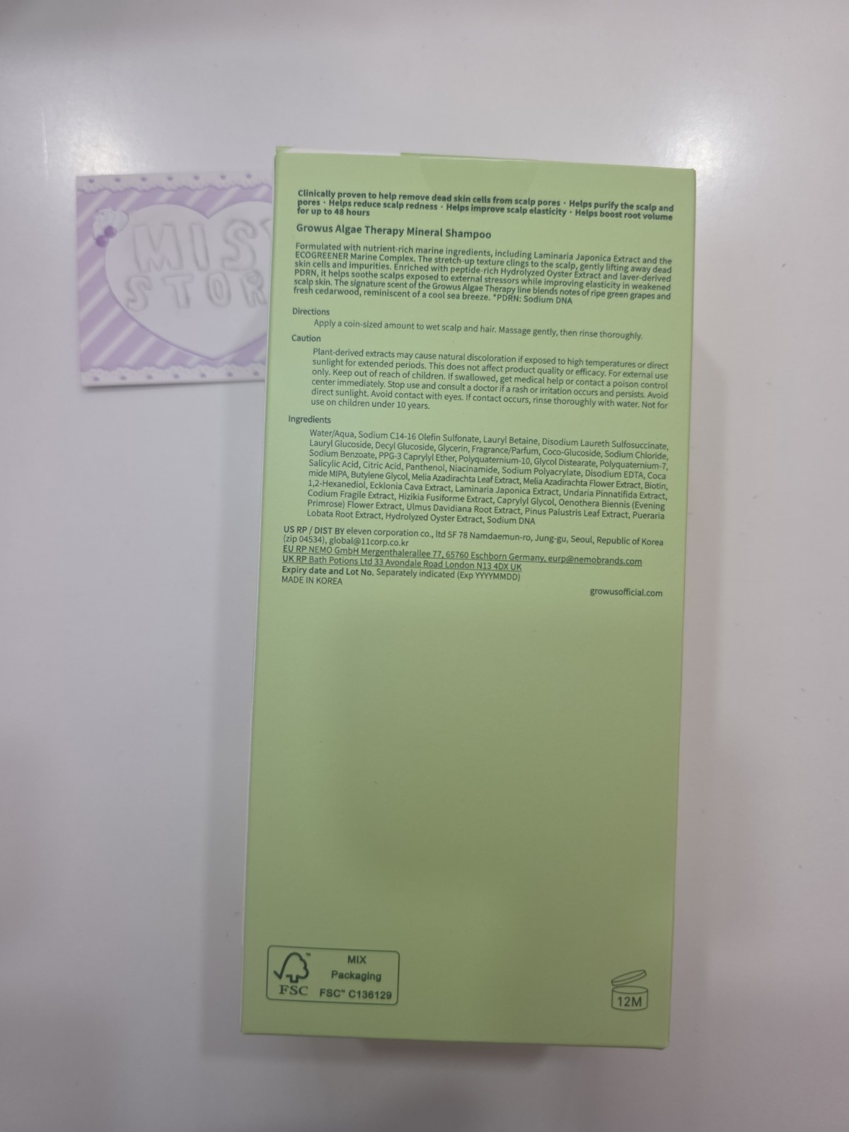 GROWUS Algae Therapy Mineral Shampoo 500g- US Seller